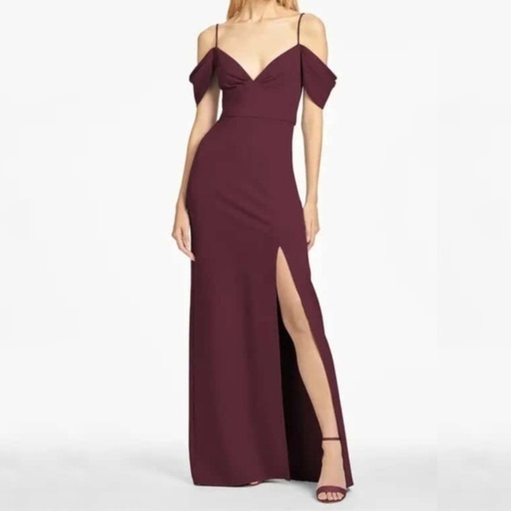 Sachin Babi Brittany Stretch Crepe‎ Gown Deep Wine